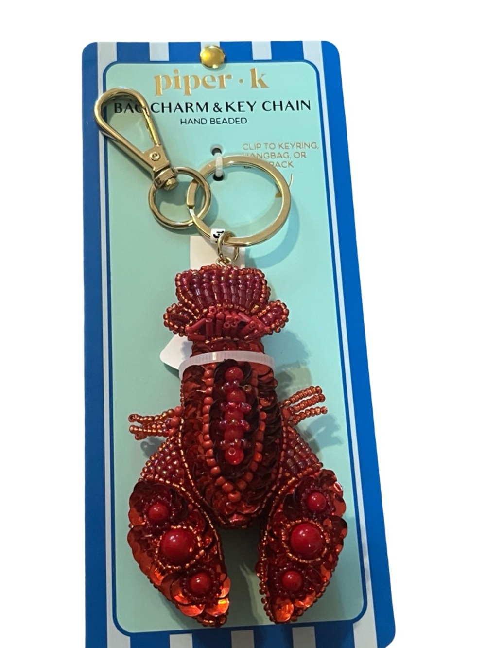 🦞🦞 Piper K Beaded Lobster Bag Charm & Key Chain- Lobster beaded bag charm